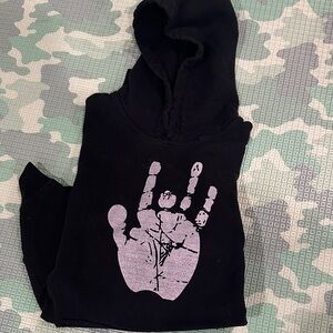 Black Hoodie with Jerry Garcia Handprint